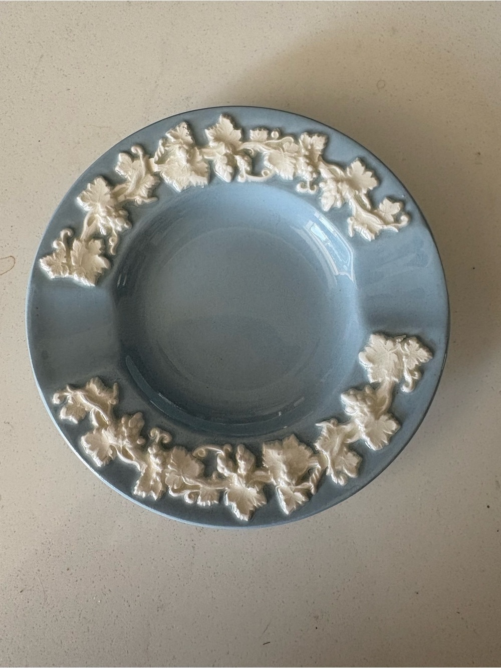 Wedgwood Embossed Queen’s Ware ashtray, 1955